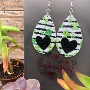 🍀 St Patrick’s Day faux leather earrings 🍀